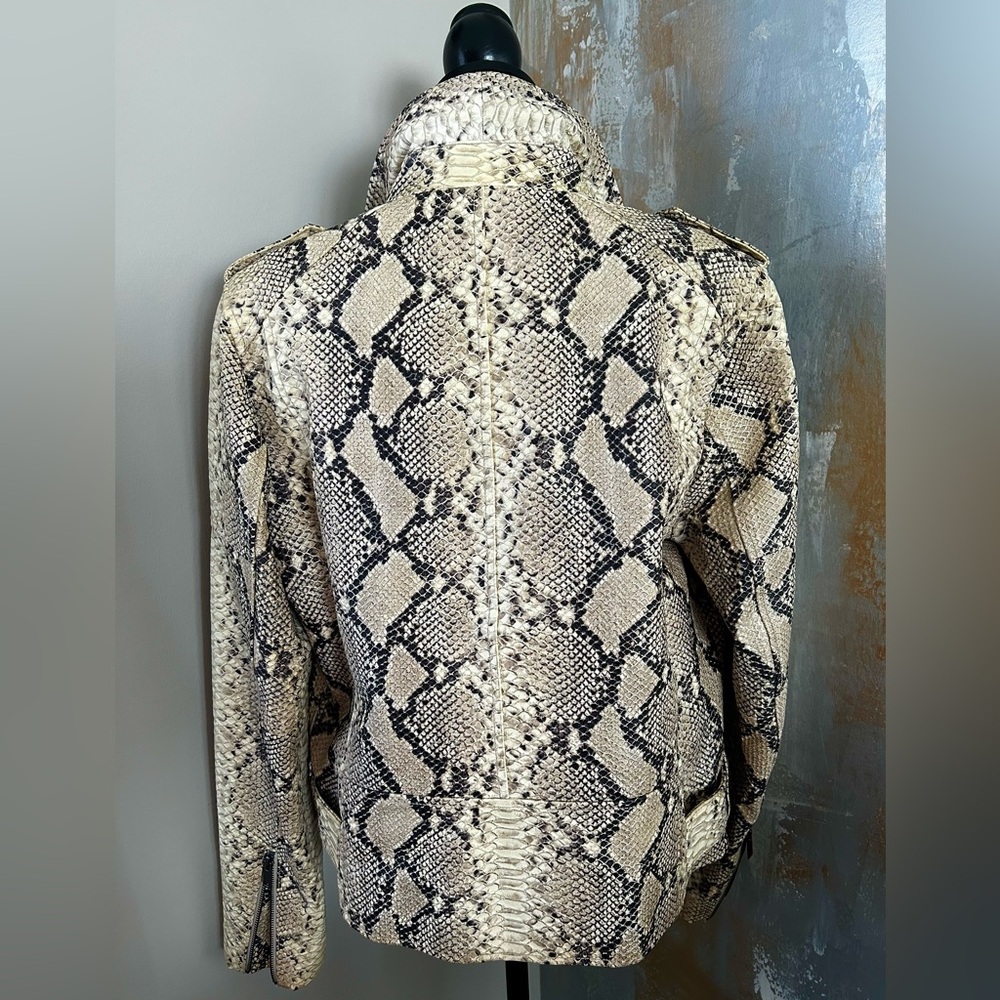 Women’s Lamb Leather Python Print Moto Jacket - image 6
